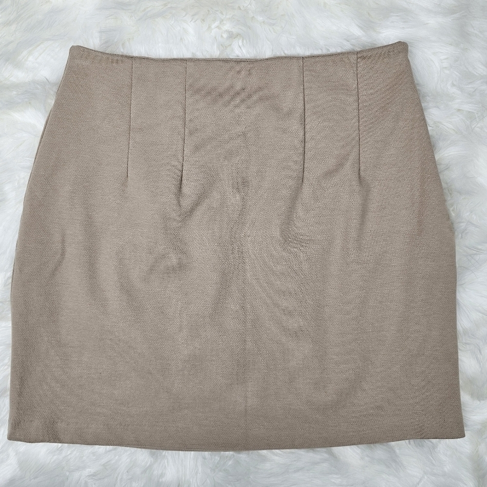 Oak + Fort Darted Waist Mini Skirt Beige Size 8